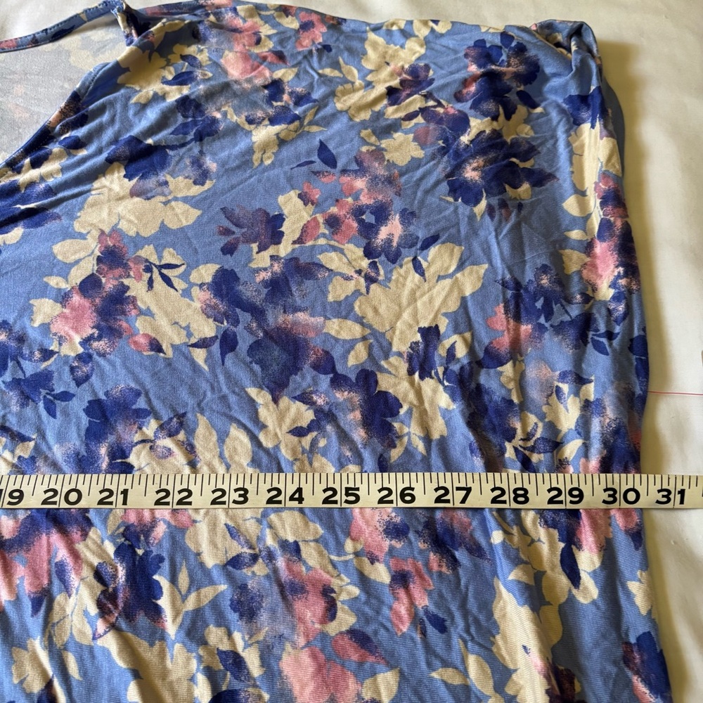 Serenada Sz L Colorful Flower Print V-neck Muumuu House Dress Side Pockets NWT - Picture 5 of 10